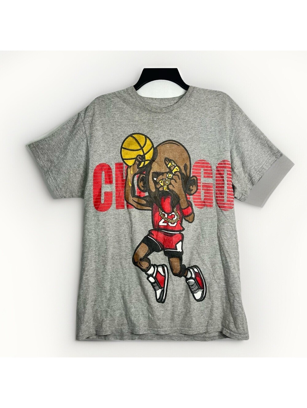 Vintage THC Y2K Michael Jordan Chicago Bulls #23 Cartoon Graphic T-Shirt Size L
